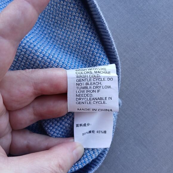 Puffy Little Clouds Cardigan Sweater M / L V-neck button front light blue swirls - Picture 9 of 13